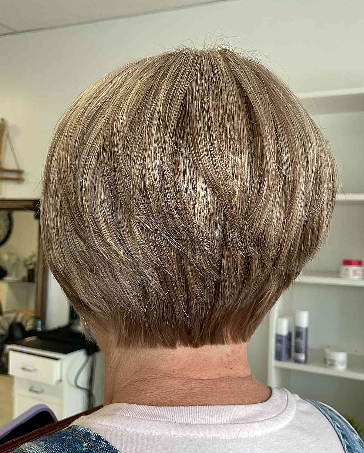 Bob Bob is light brown inspired by the fall with a gray mix of women more than sixty