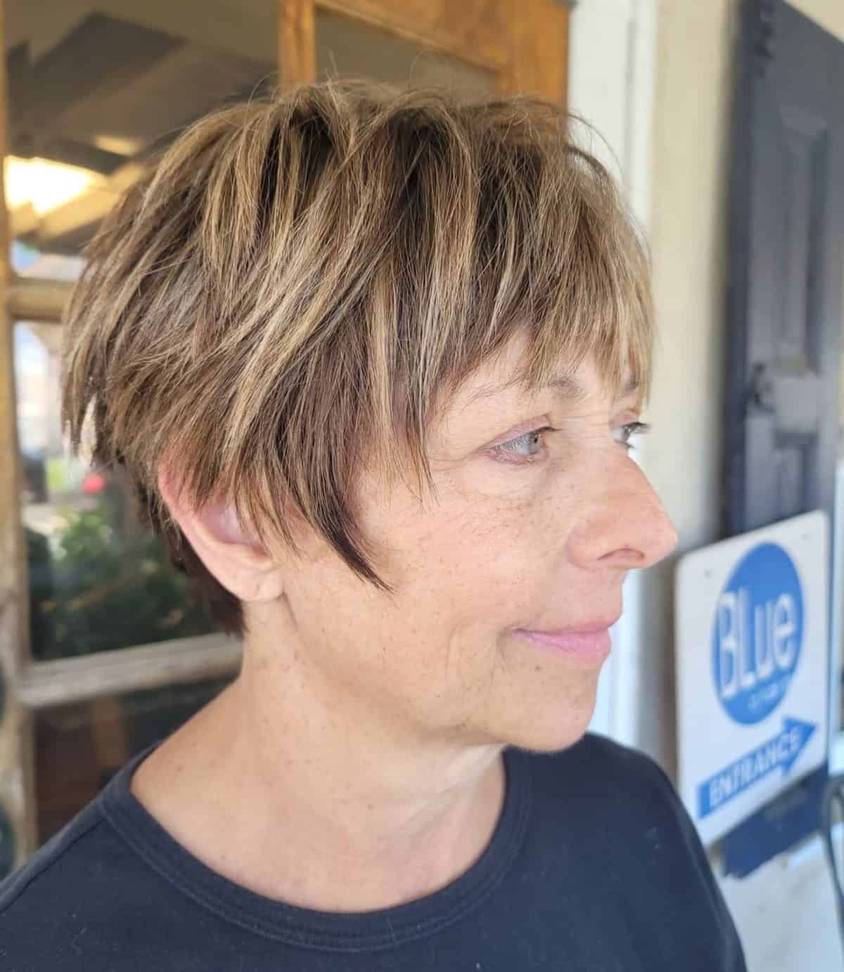 Pixie-SHAGGY with ear length for women over 60 years