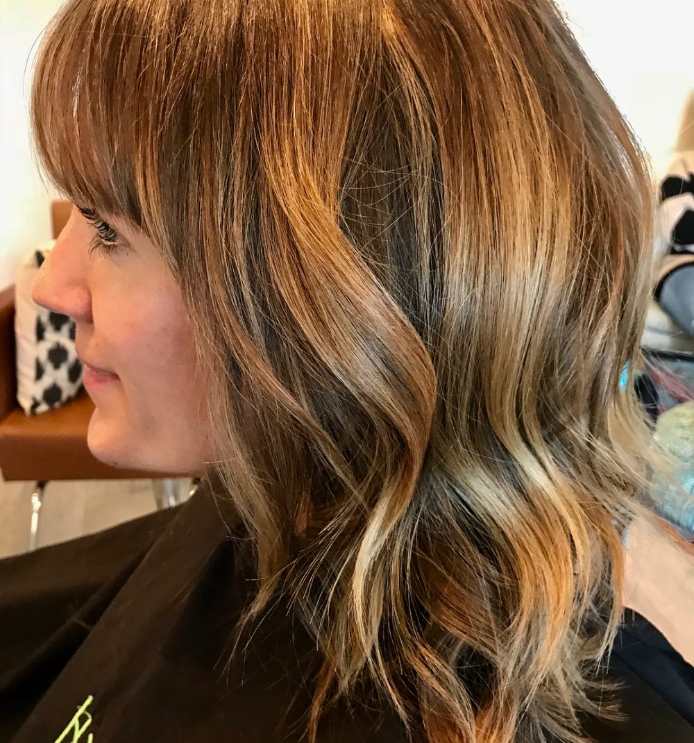 Natural Caramel Highlights Blend with Soft Curls