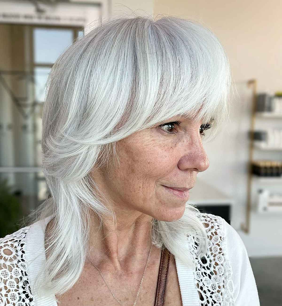 A soft jag with heavy explosions of white hair