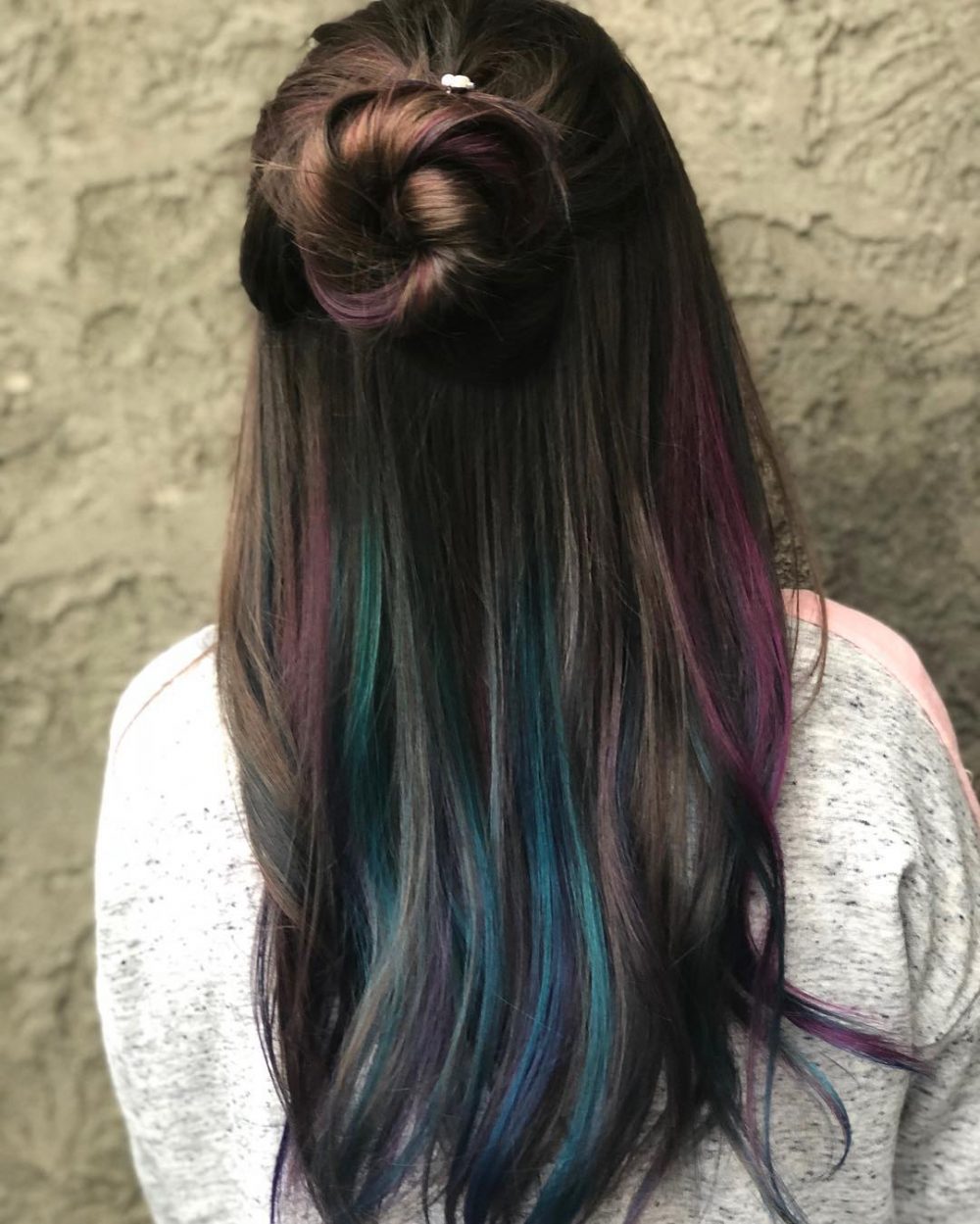 Fantasy Teal and Magenta Peekaboo Highlights