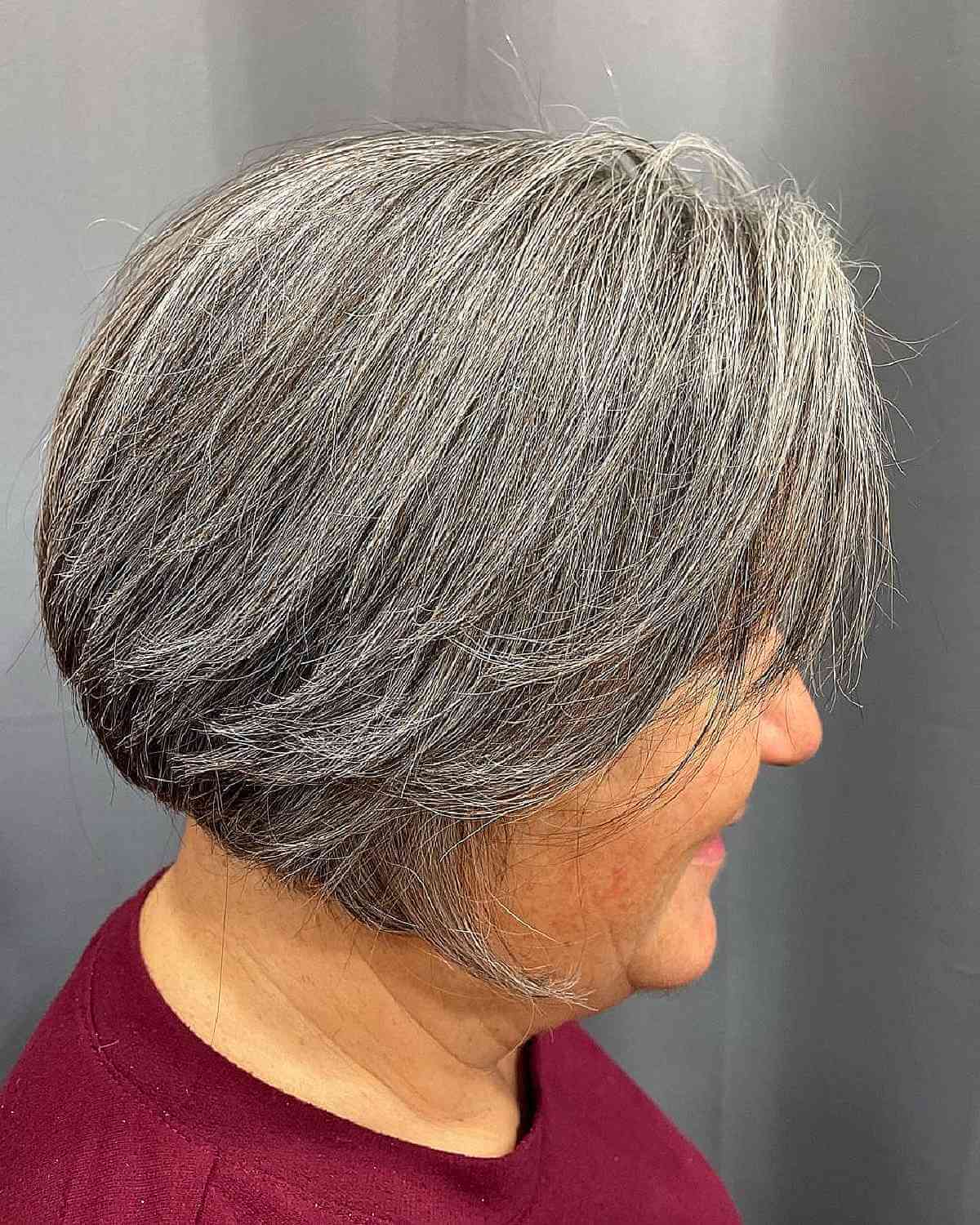 Washing bob inverted on gray hair