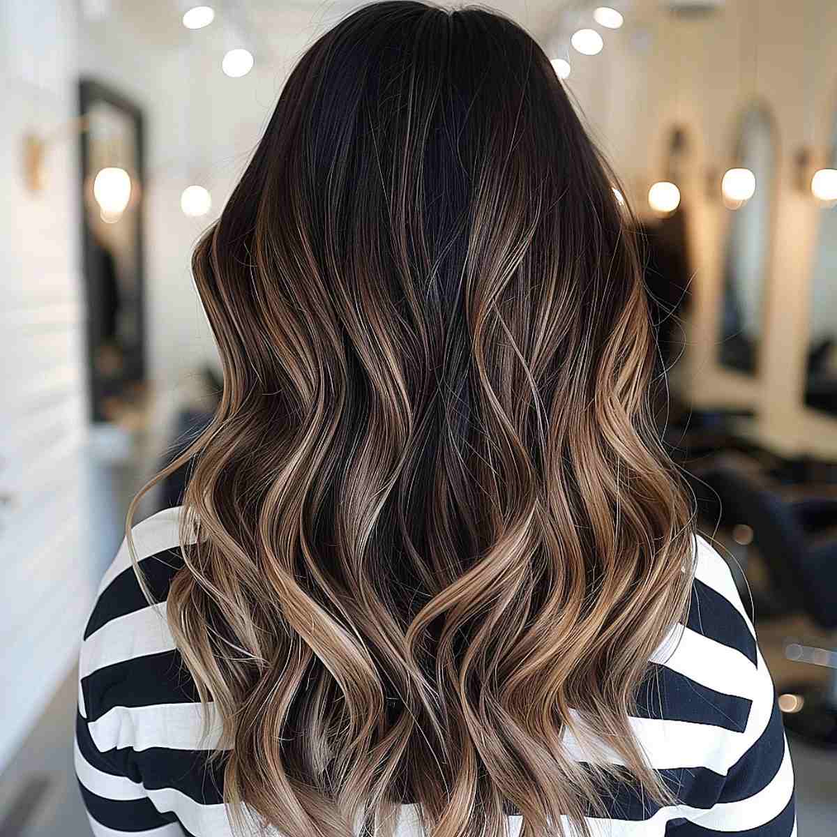 Dark balayage ombre hair color