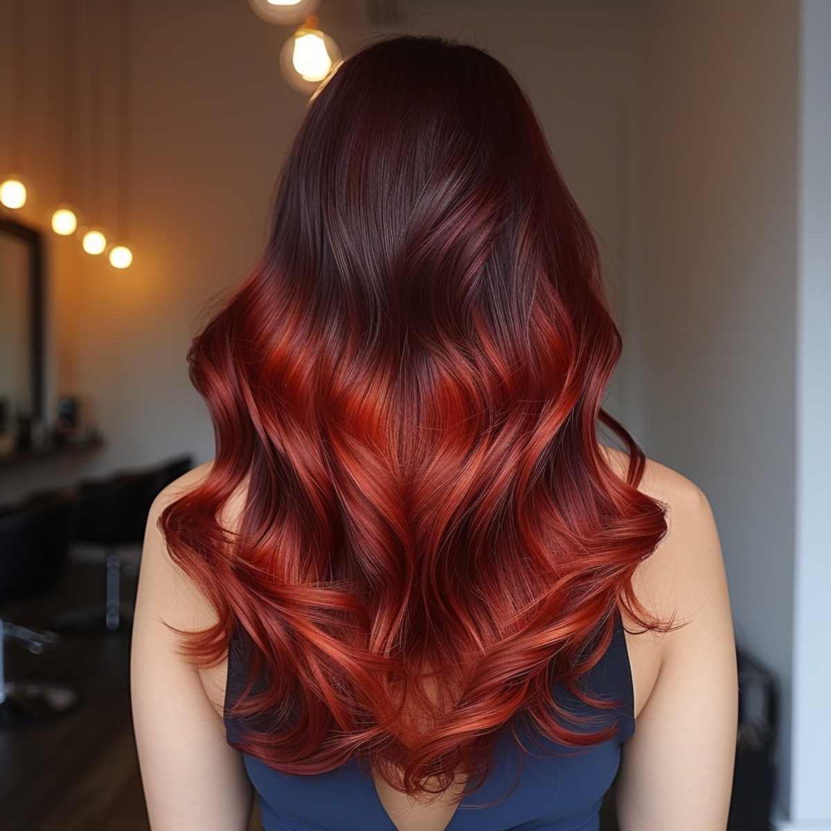 Dark brown to red ombre