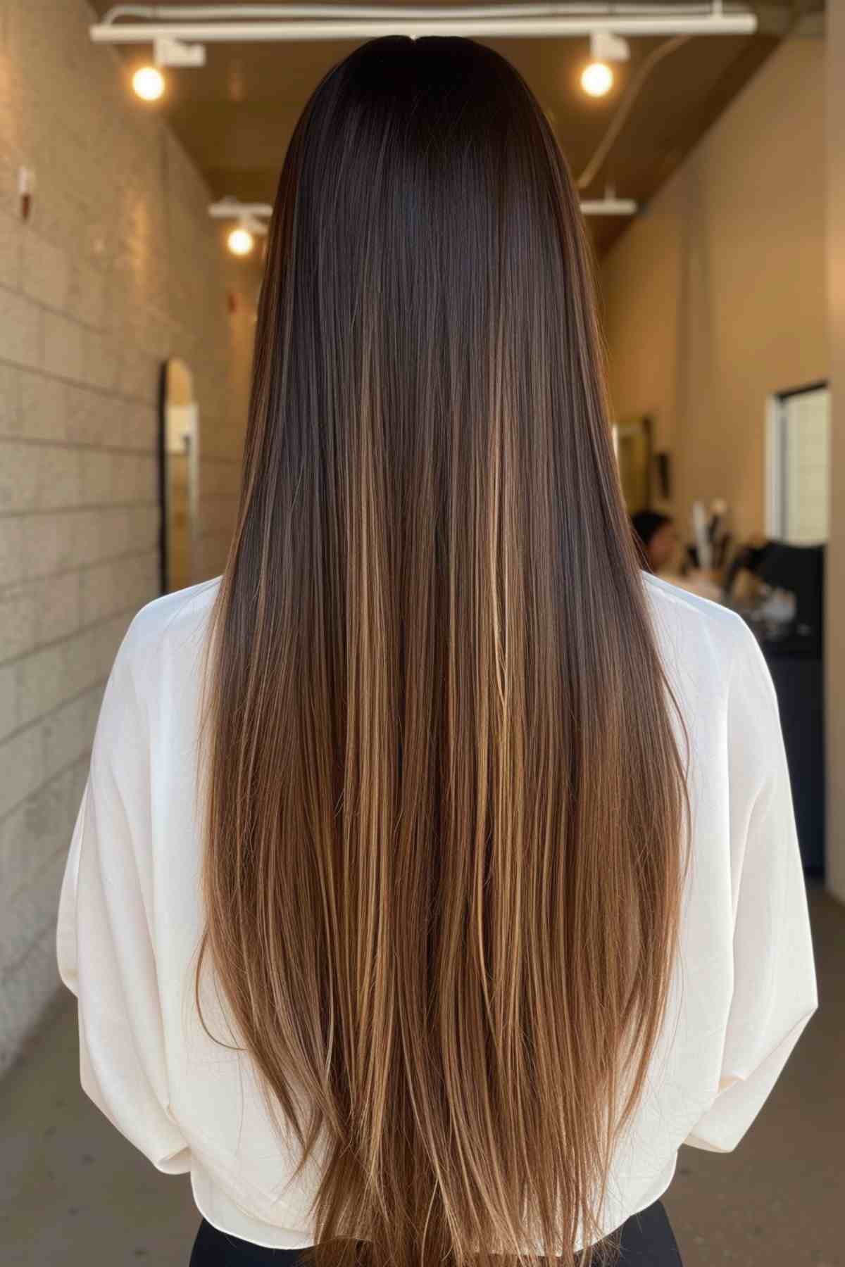 Dark brown to light brown ombre