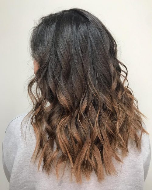 Caramel ombre on dark brown hair