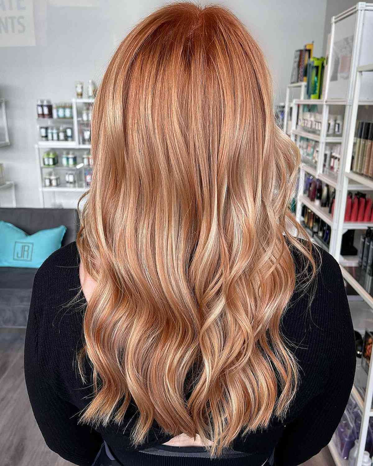 Strawberry champagne hair color balayage
