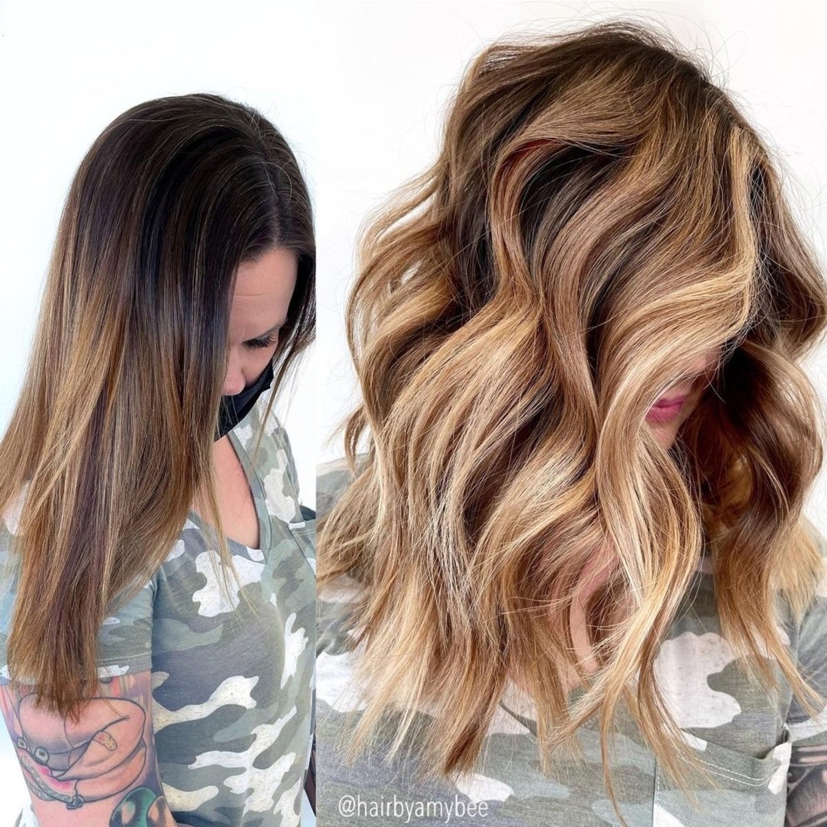 Trendy caramel and beige blonde