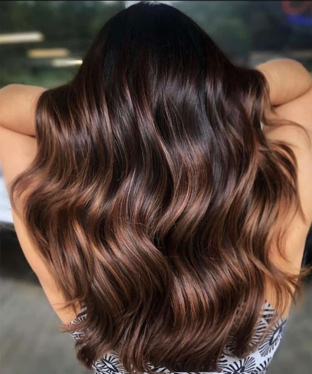 Deep caramel coffee balayage