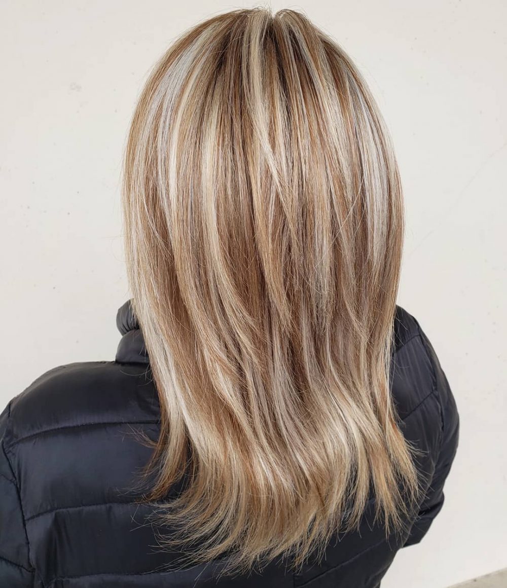 Beautiful caramel hair with blonde highlights