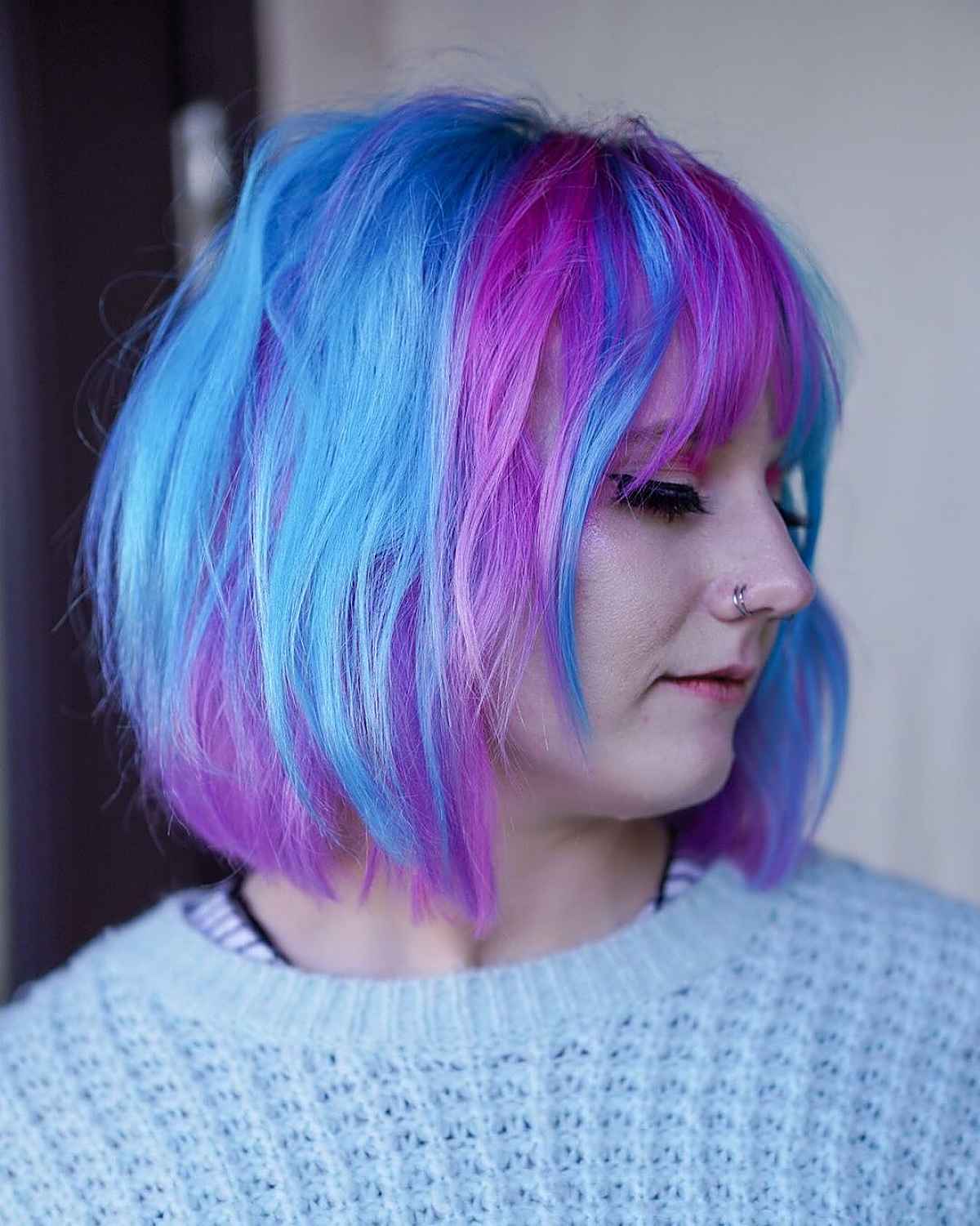 pinkish purple and blue hair color