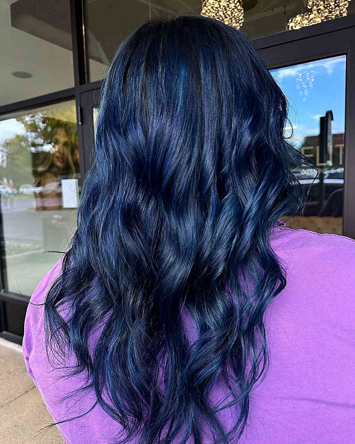 Dark and faded electric blue