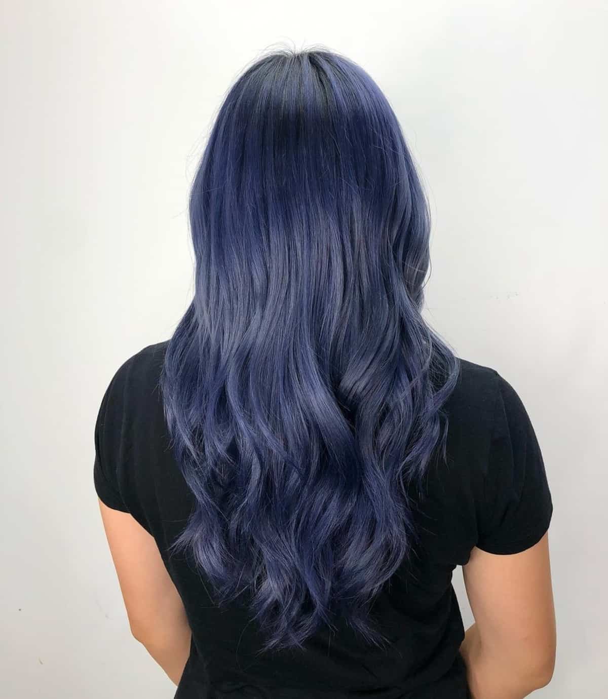 Amazing dark blue on beautiful long hair