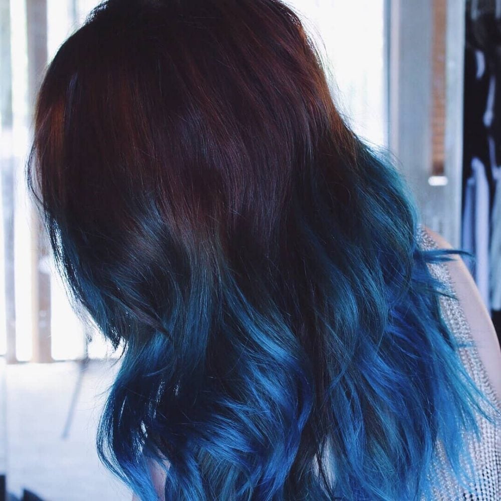 Sassy brown to dark blue ombre