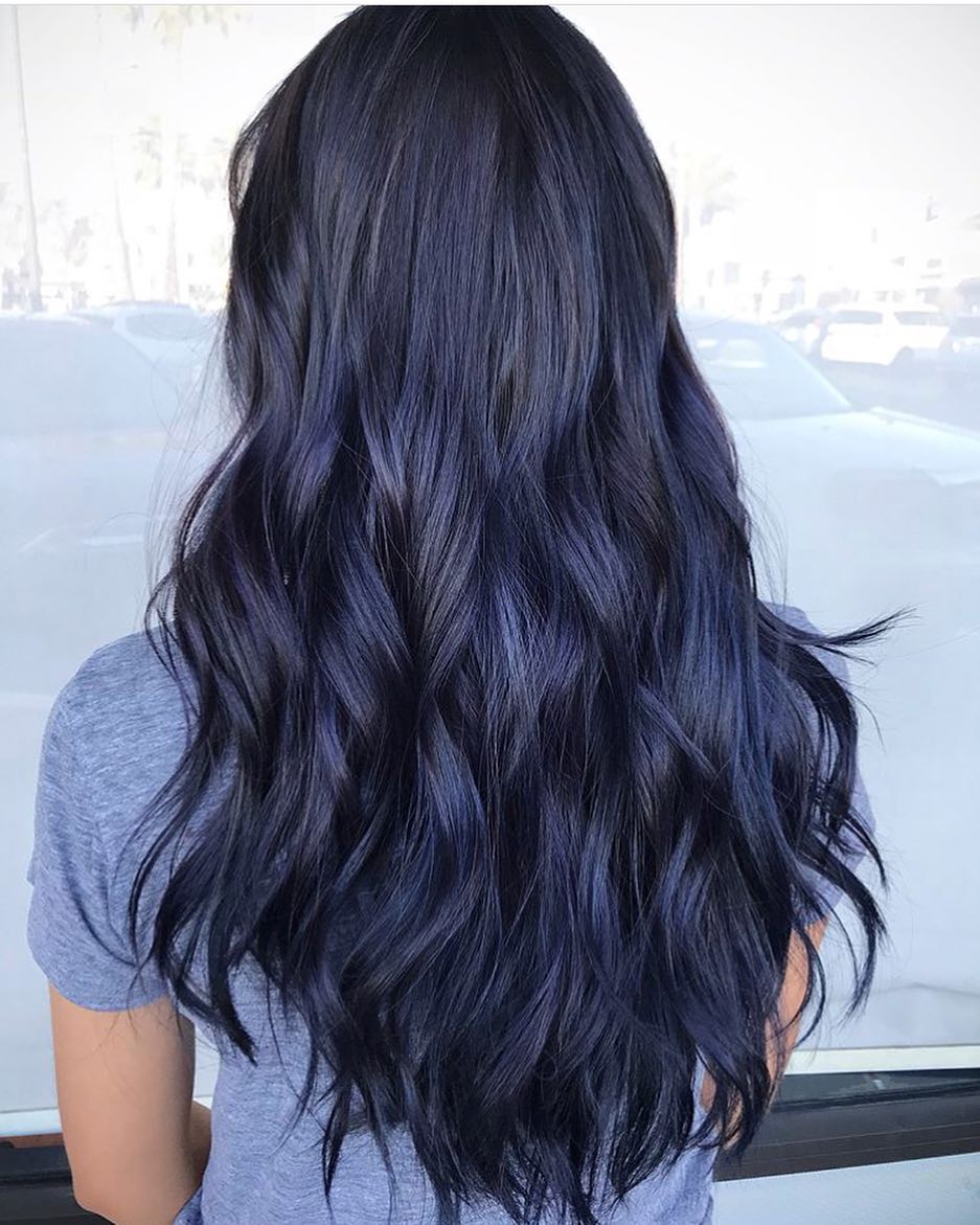 Wonderful dark metallic blue hair color