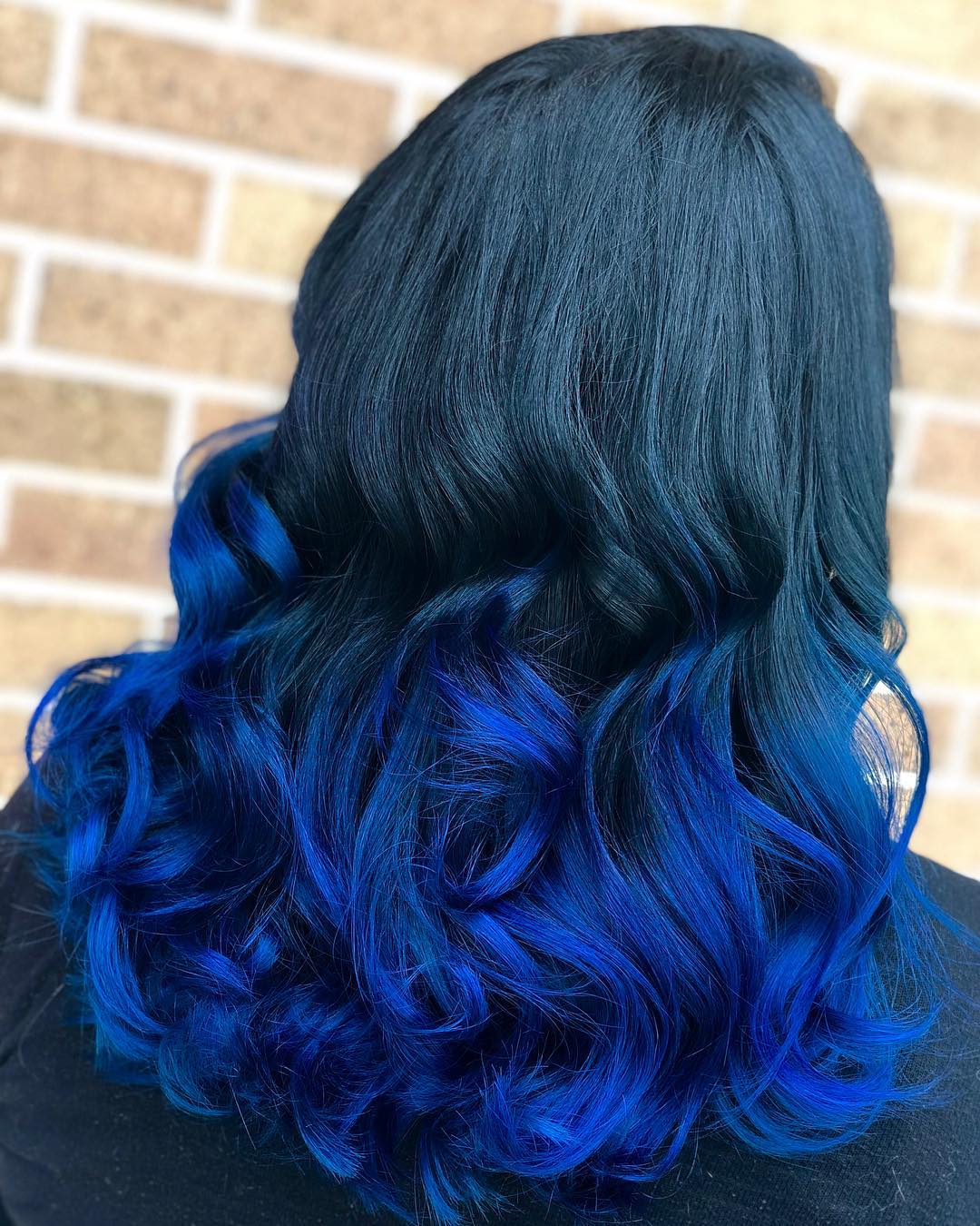Trendy black to dark blue ombre