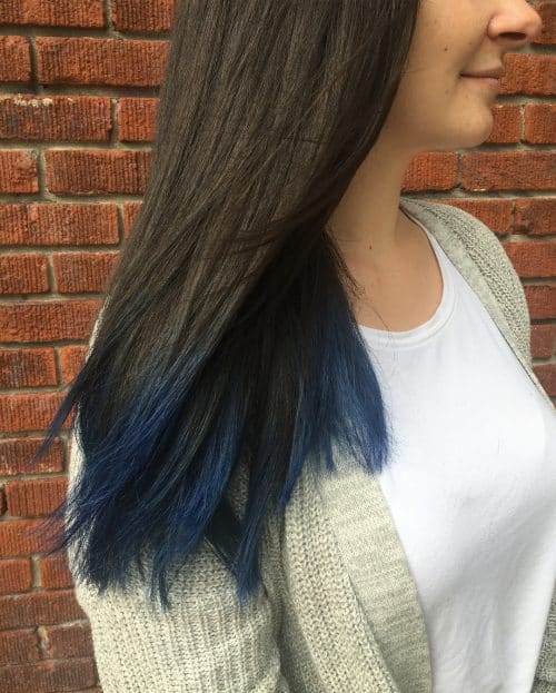 Midnight blue and dark brown dip dye