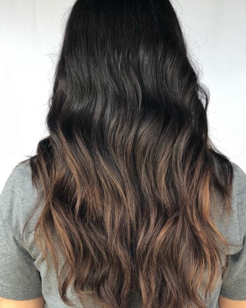 Sexy black to dark brunette ombré