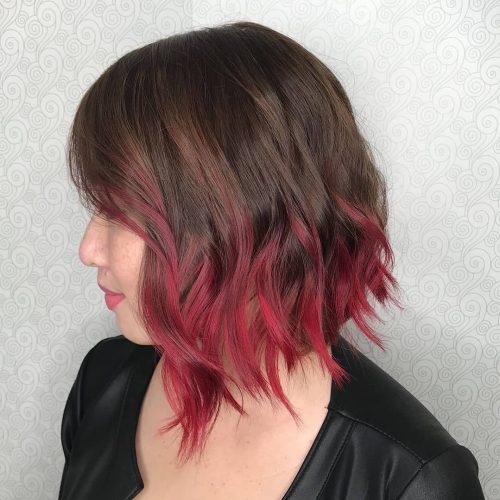 Sweet short brown to red Ombré hair color