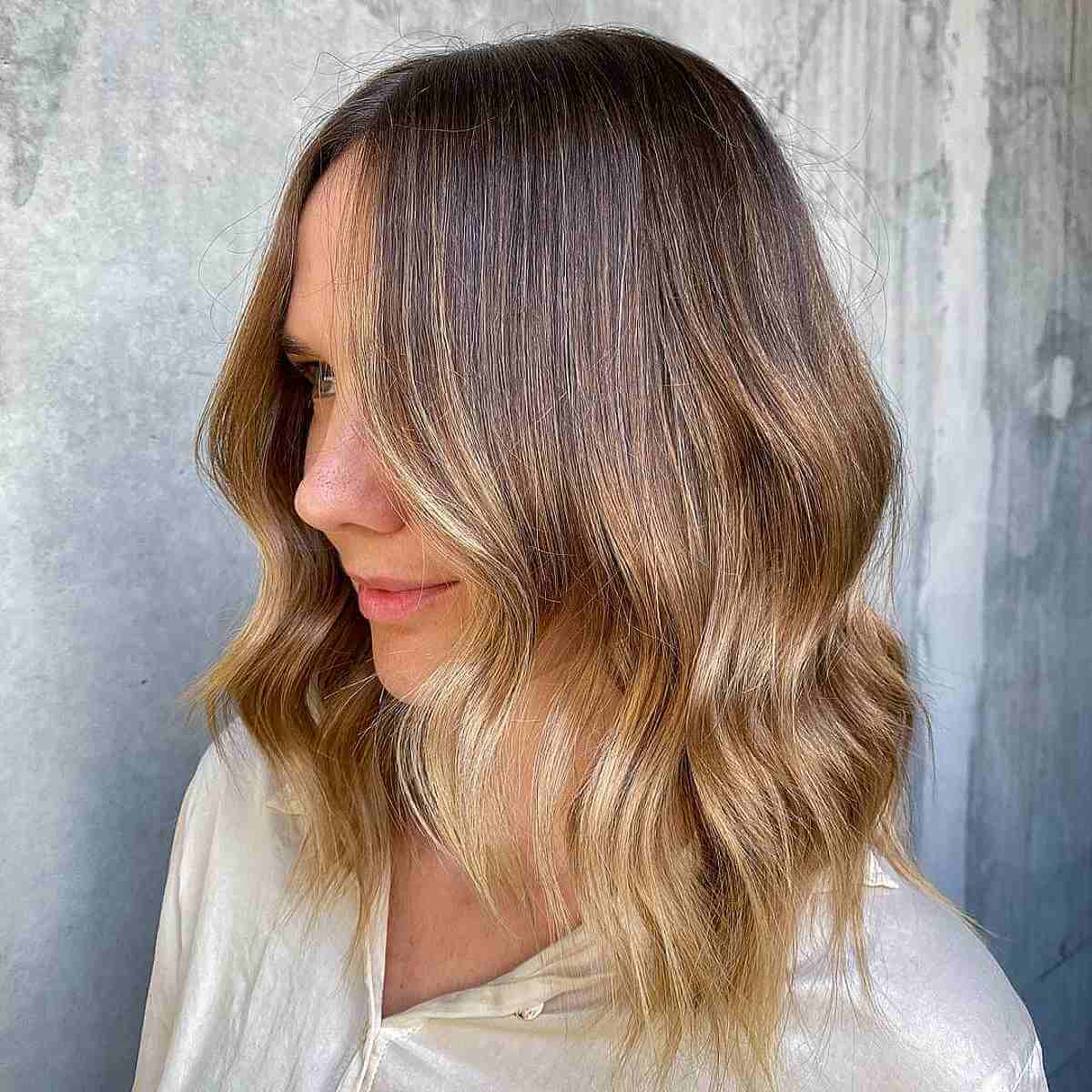 Natural brown to caramel ombre