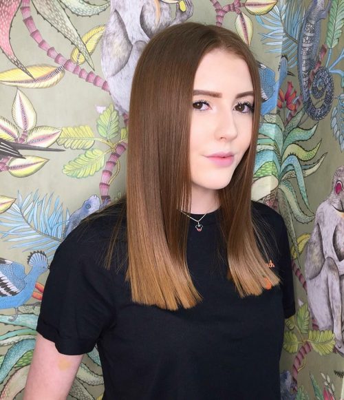 Cappuccino brown to copper ombré for smooth hair