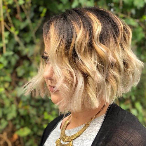 Delicious espresso brown to blonde ombré for short hair