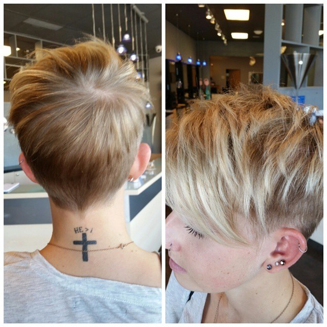 Short hairstyle shaving for fine hair: cutting pixi hair with side bangs