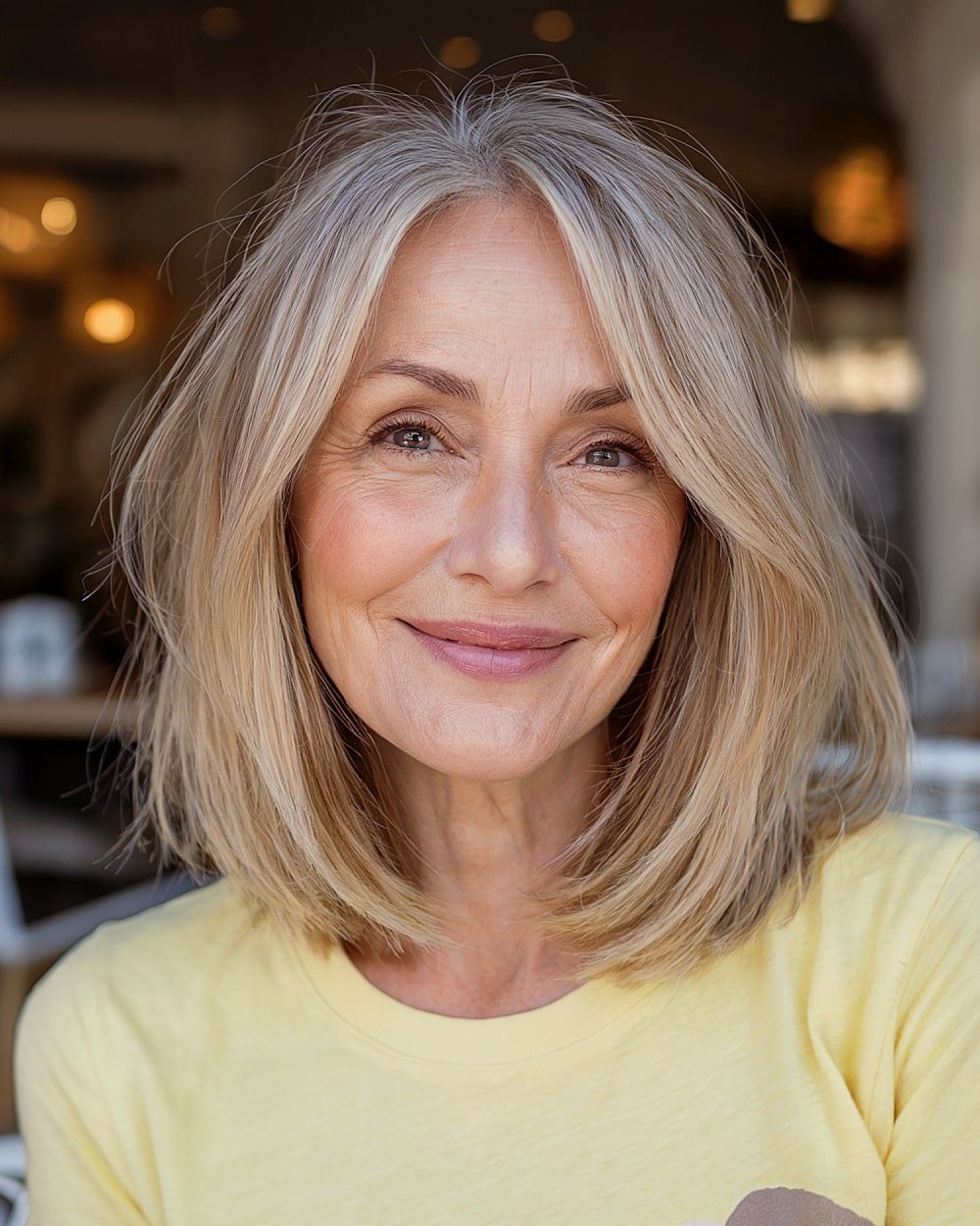 Blond haircuts with shoulder length with the ends of layers and the natural flowing shape