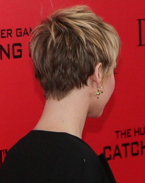 2014 short hairstyles for circular faces: Jennifer Lawrence Show short hair