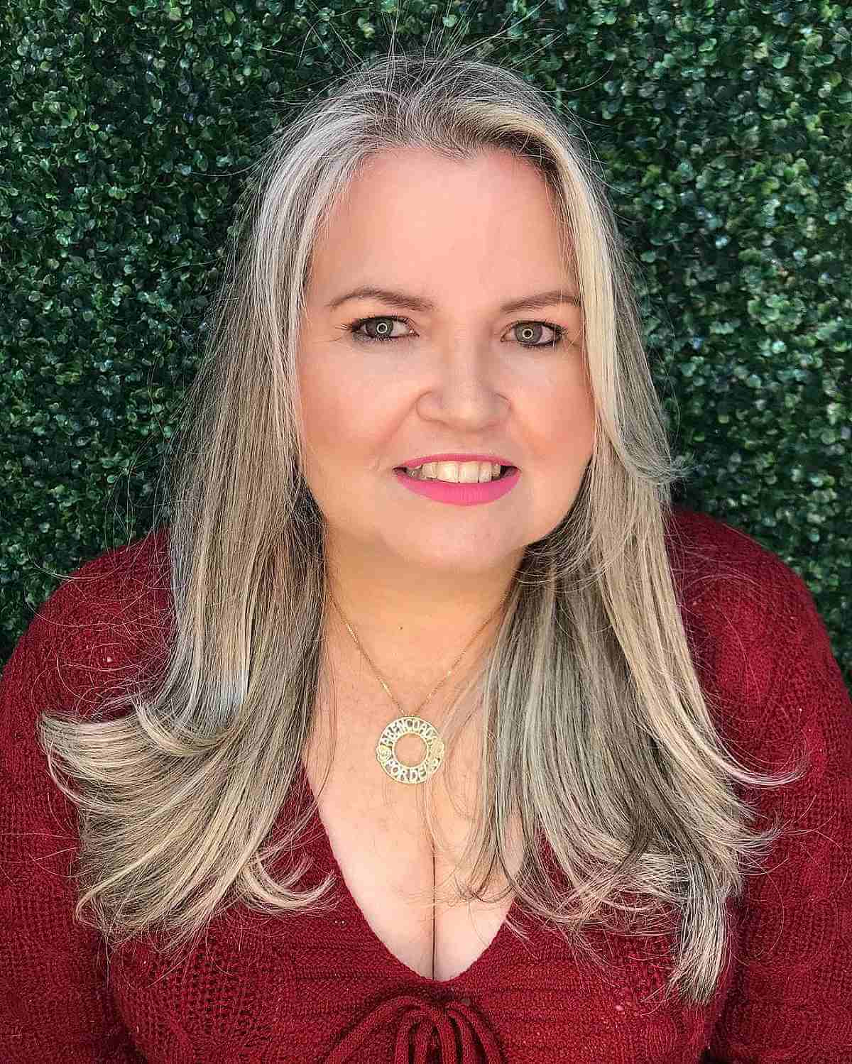 Balayag is medium -length blonde for women more than 60 with round faces