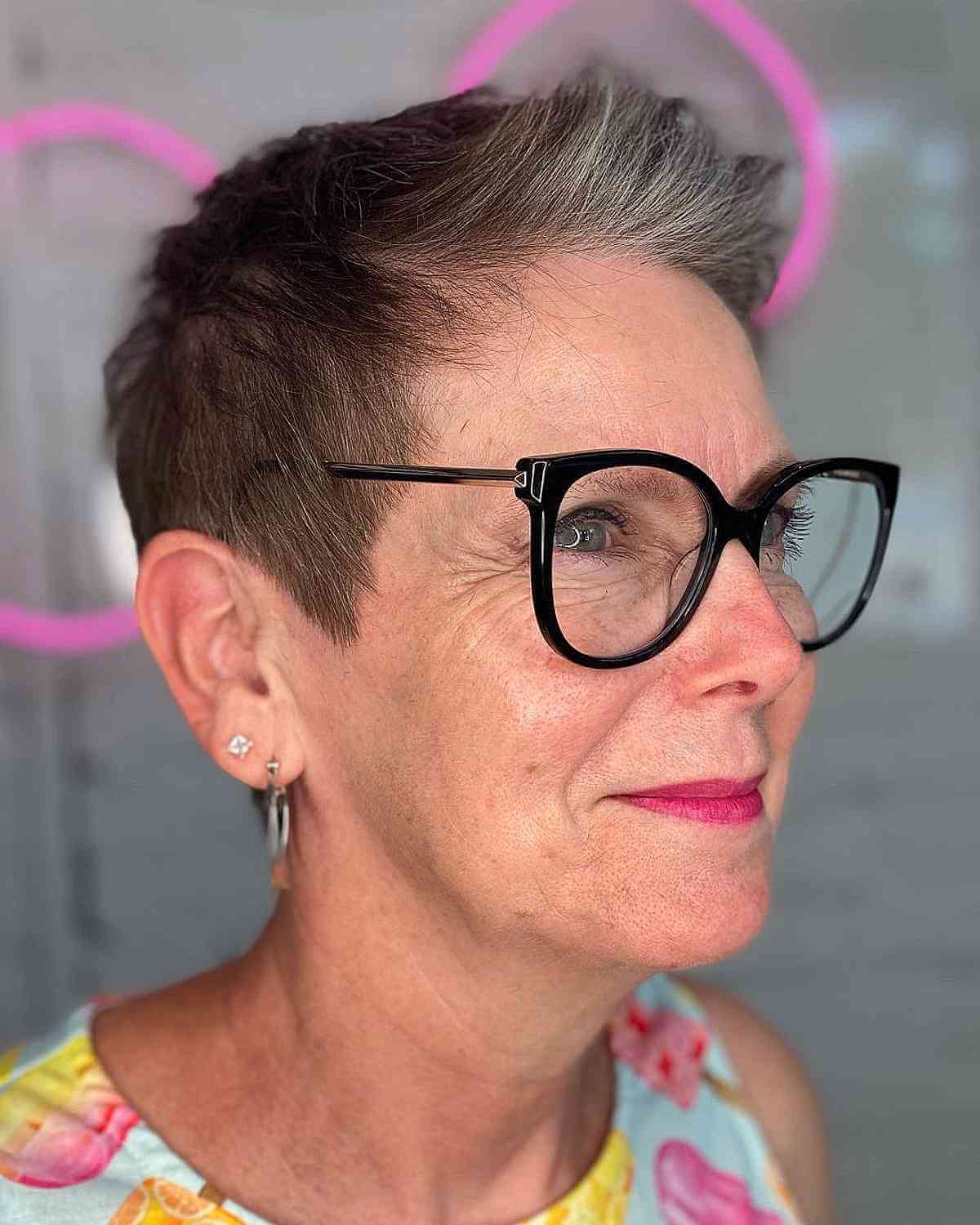 Brushed Up Pixie Cut for 60-Year-Olds with Glasses