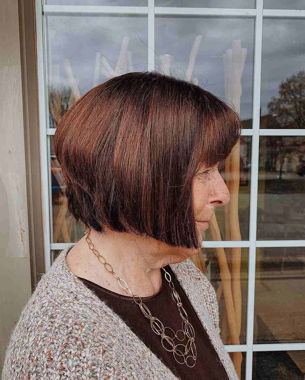 Rich chestnut lowlights for women over 50