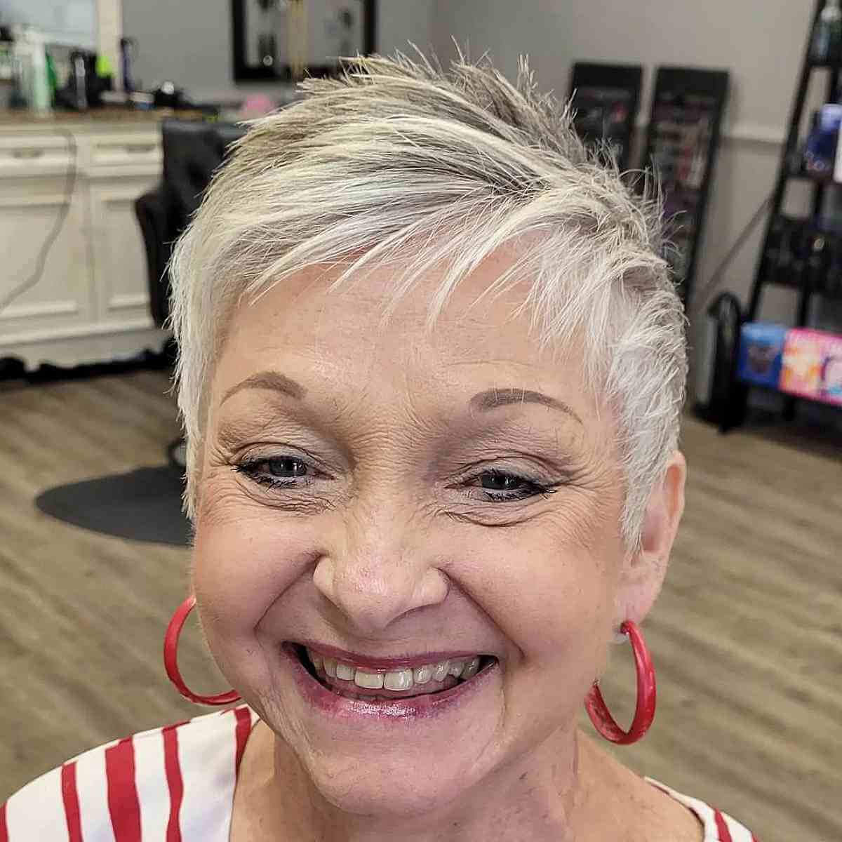 Stylish Piece-y Pixie for Ladies Over Sixty with Thin Hair