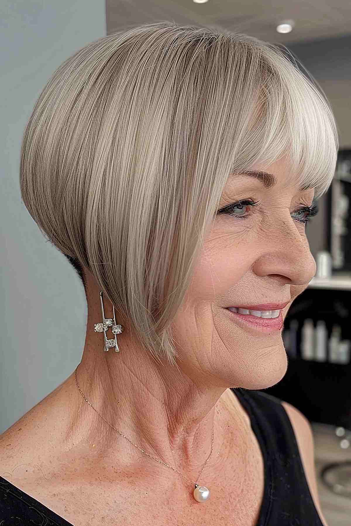 Short and Stacked with an Undercut hairstyle for women over 60