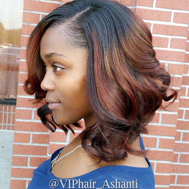 Americans of African, messy, drunk, Ombrey Red Bob, hairstyle for black women