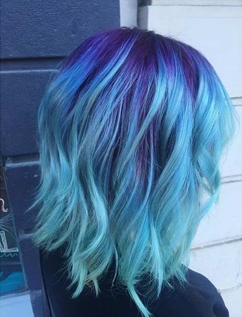 The appearance of the amazing blue and purple hair - the hair -length hairstyle 2017