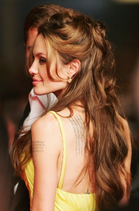 Angelina Jolie hairstyles: Half hairstyle half down for long hair