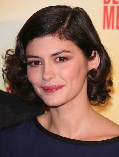 Audrey Tautou Elegant Short Haircuts for Loose Curly Hair