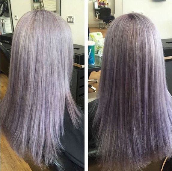 Beautiful hair color with medium straight hair