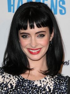 Krysten Ritter Black Medium Straight Hairstyles with Blunt Bangs