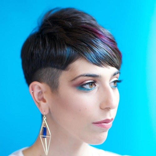 Black, purple and blue pixie