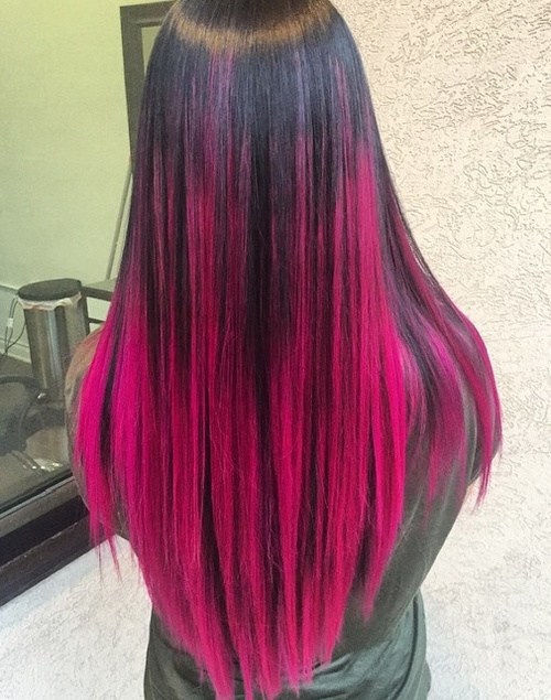 Black and straight pink hair