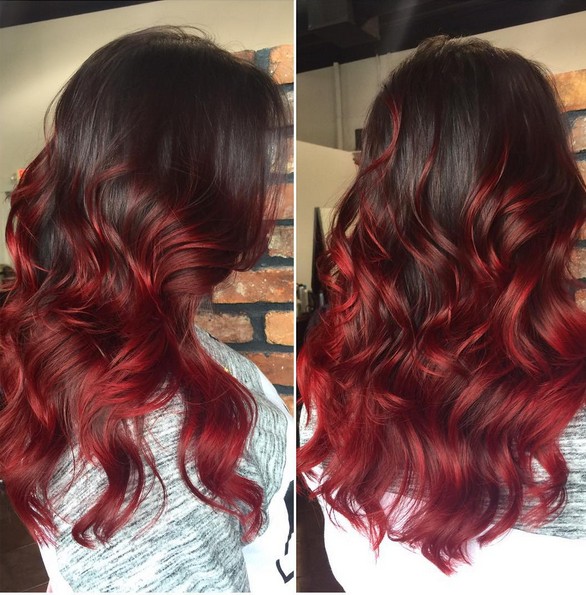 Black hair to ombre - long curly hairstyle
