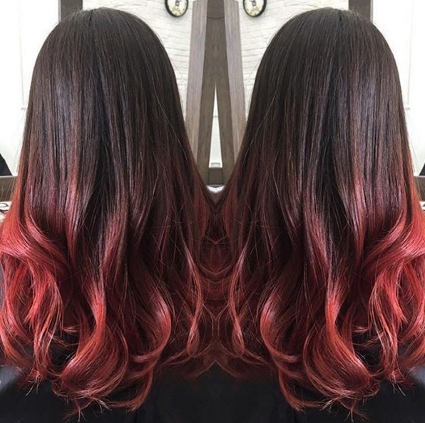 Black to red - wavy hairstyles