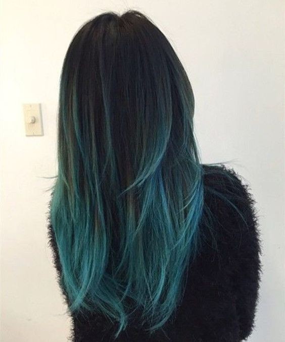 Black hair color to blue or blue with highlighting