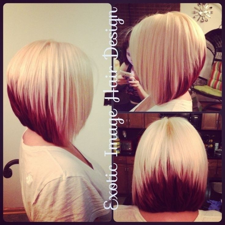 Coloring block with platinum and red blonde with stacked bob pieces