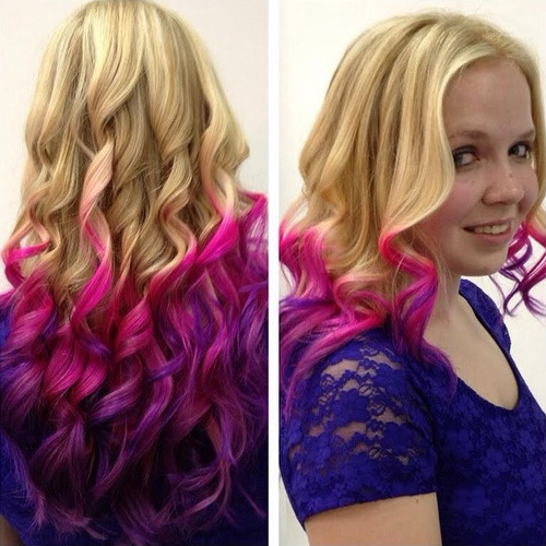 Blond, pink and purple hair