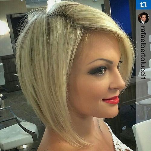 Blonde Bob with a side parting