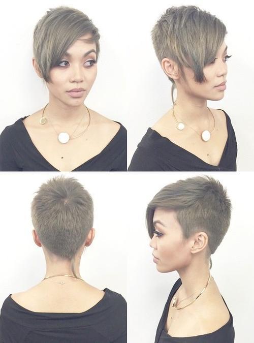 Blonde pixie with a side parting