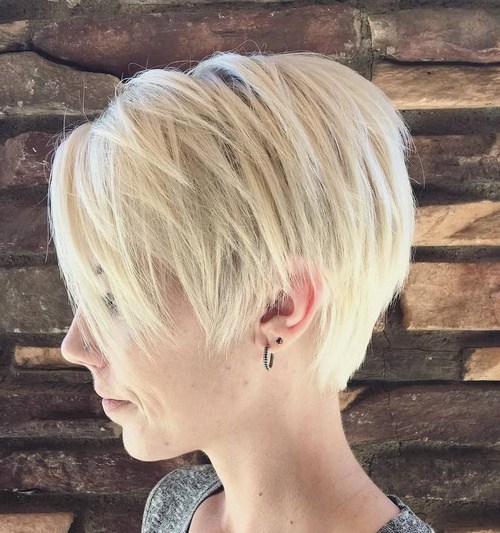 Blonde cut short hair